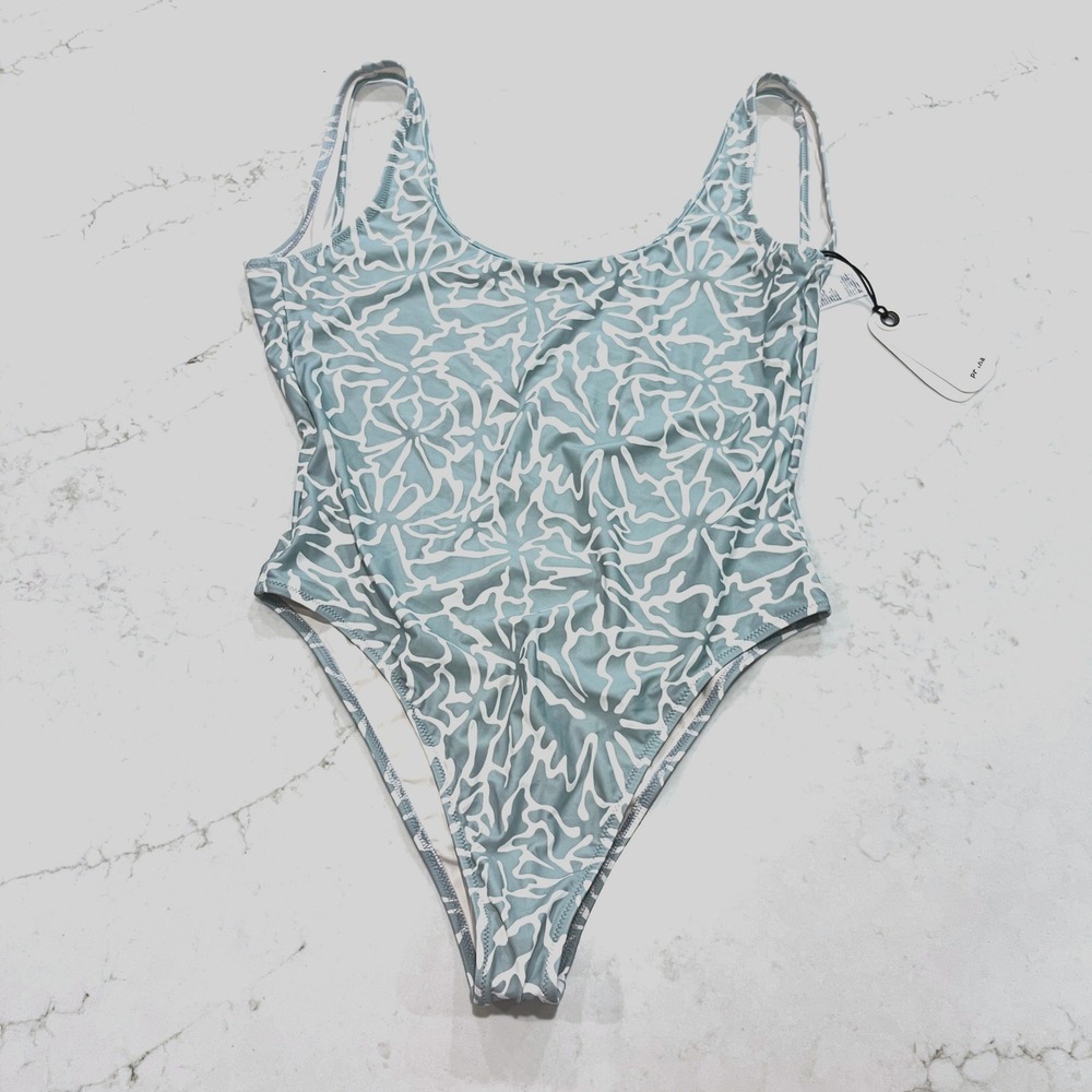 Prana NEW Lahari One‎ Piece Swimsuit Womens M Blue Green Saltwater Unpadded Swim